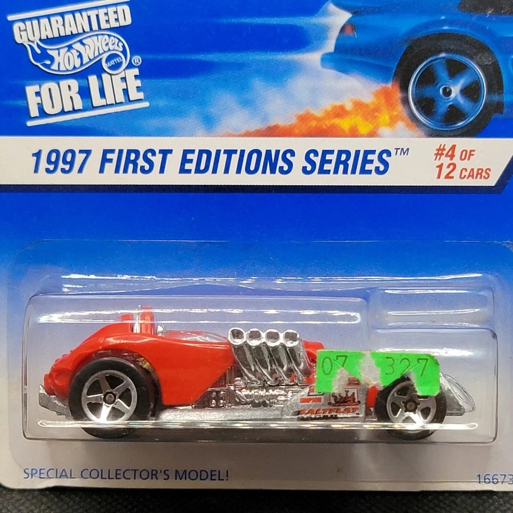 1997 Hot Wheels #520 First Editions 4/12 SALTFLAT RACER Red w/5 Sp NIP